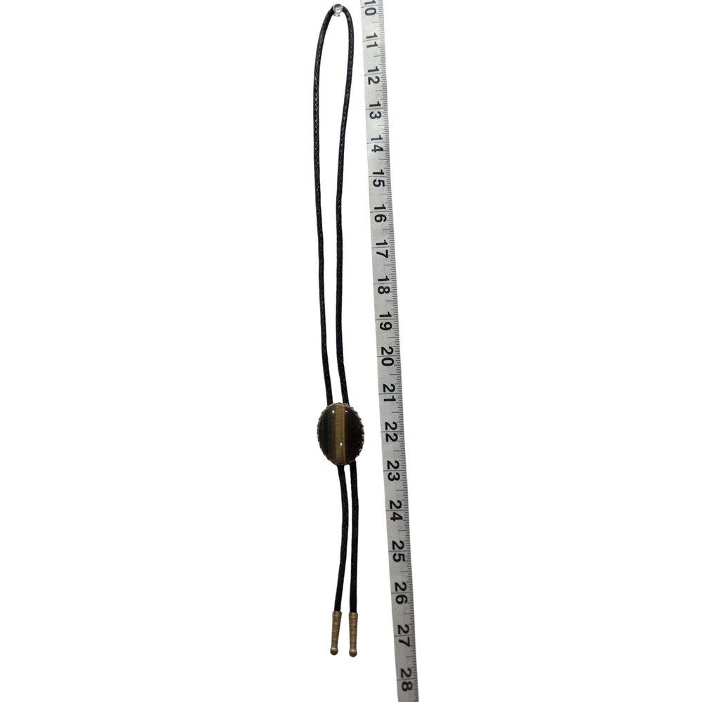 Bolo Tie Unisex OS Brown Tiger's Eye Gold Tone Western Cowboy Accessory Boho